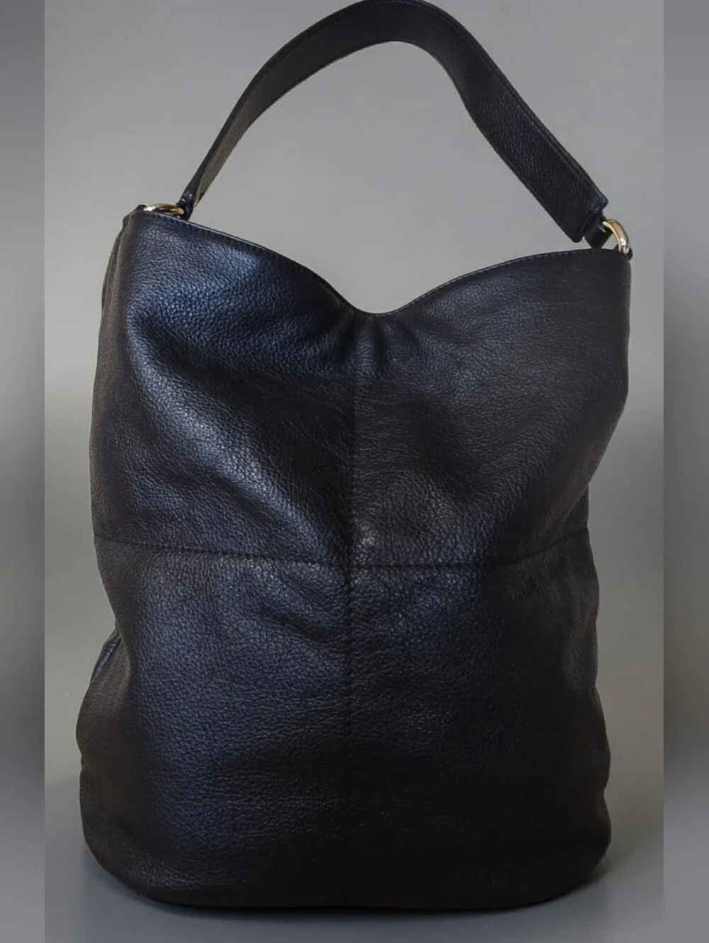 Lia Numa Italian Leather Black Hobo Shoulder Bag